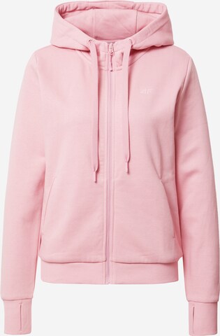 4F Athletic Zip-Up Hoodie in Pink: front