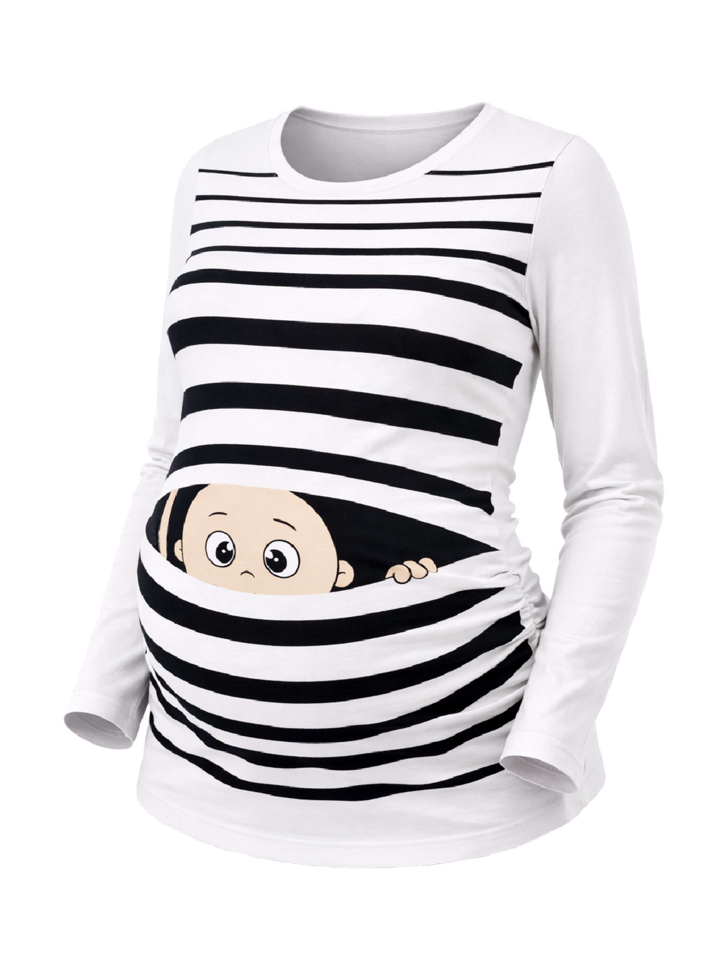 M.M.C. Shirt 'Guck Guck Umstandslangarmshirt' in White: front