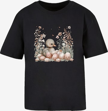 T-shirt 'Ente Ostereier Blumen Küken' F4NT4STIC en noir : devant