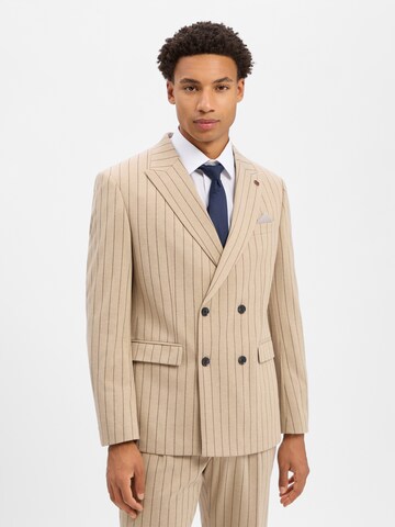 Fit confort Veste de costume Finshley & Harding London en beige : devant