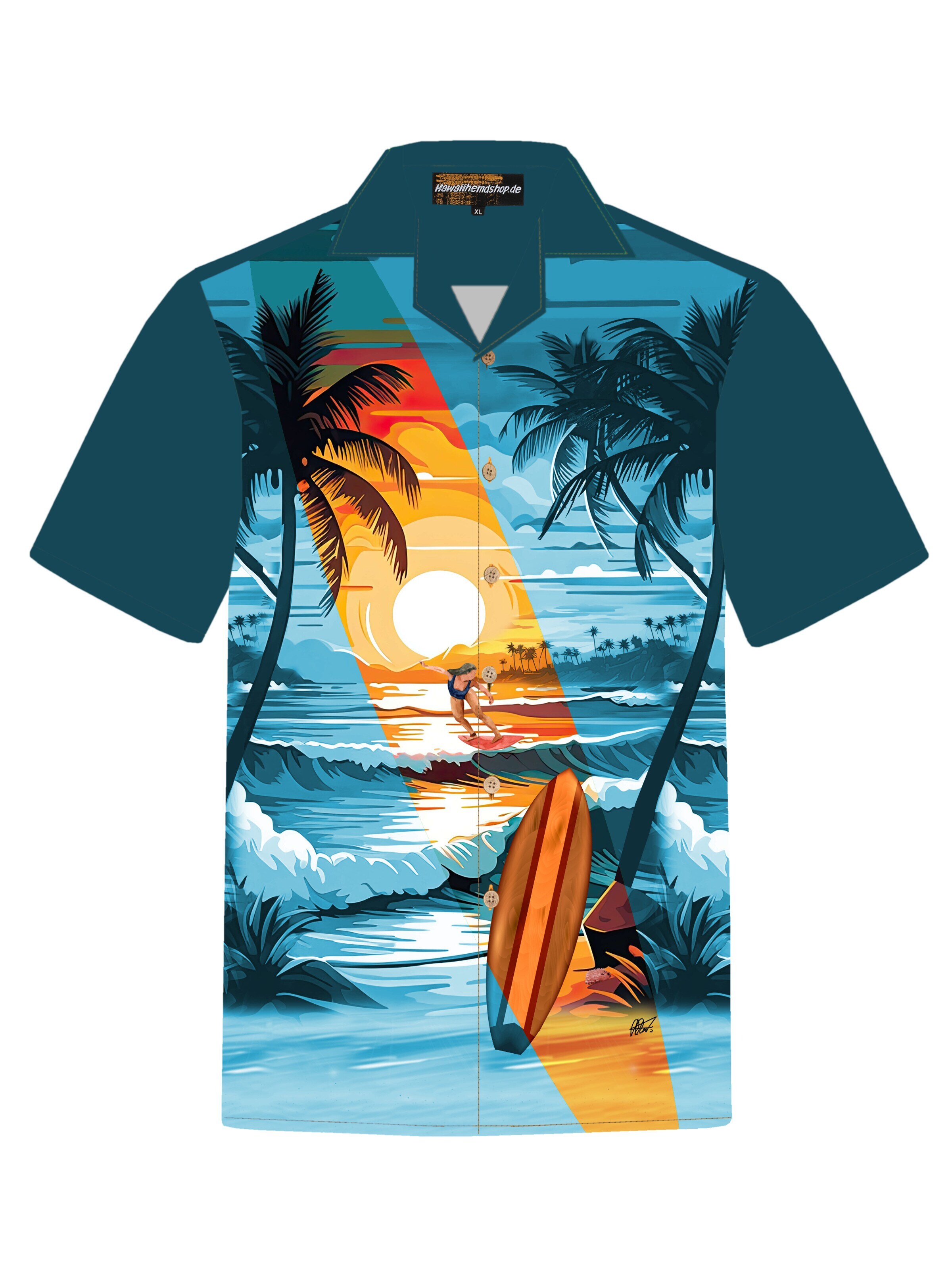 Hawaiihemdshop.de - Regular Fit Camisa 'Hawaiihemd "Beach Day"' em azul: frente