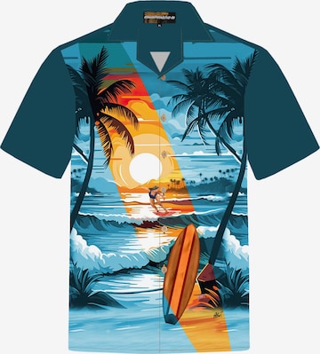 Hawaiihemdshop.deRegular Fit Košulja 'Hawaiihemd "Beach Day"' - plava boja: prednji dio