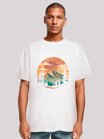 T-Shirt 'Sonnenuntergang Berglandschaft' F4NT4STIC en blanc : devant