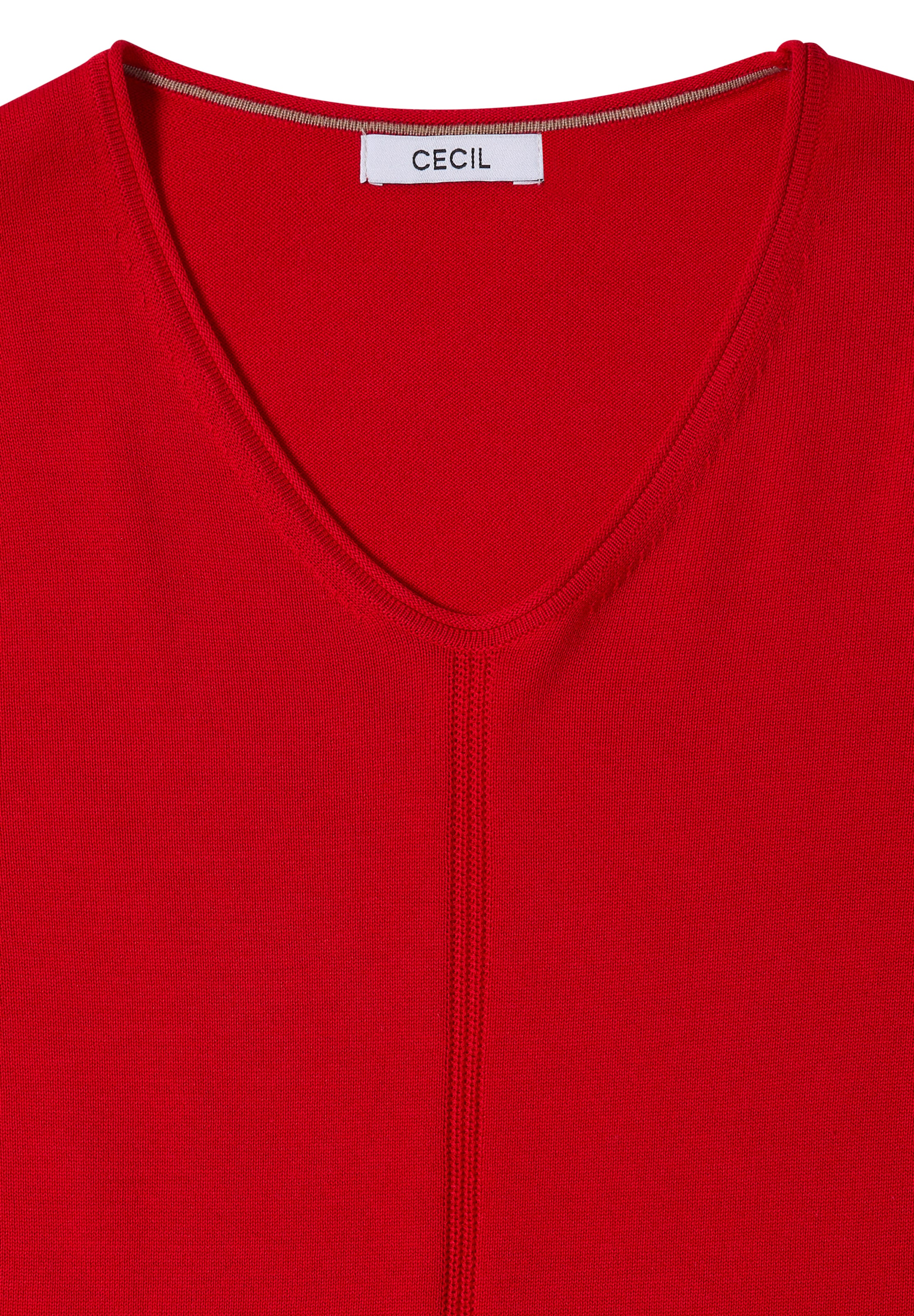 CECIL Basic Pullover mit V-Neck in Unifarbe in Rot