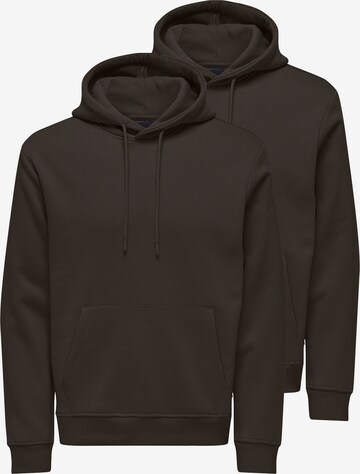 Only & Sons Sweatshirt 'Connor' in Brown: front