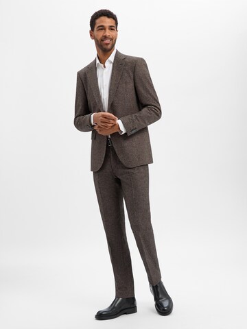 BOSS Regular Pleated Pants ' Leon ' in Brown