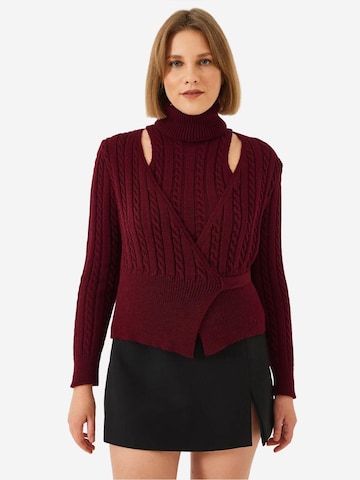 Bianco Lucci Gebreid vest in Rood: voorkant