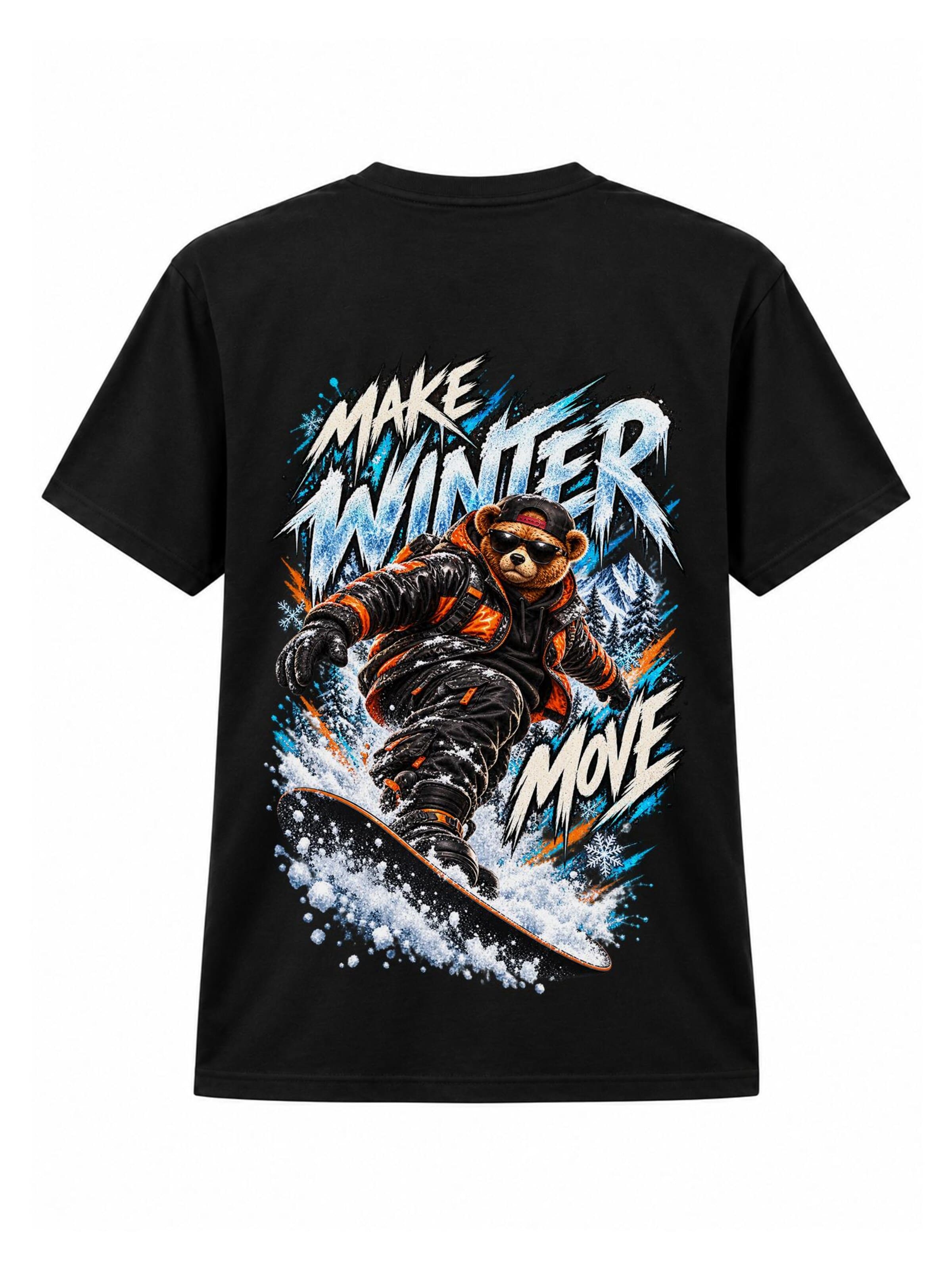 LUNØIR Studio Póló 'BOSS Winter Snowboard Motion' - fekete: elől
