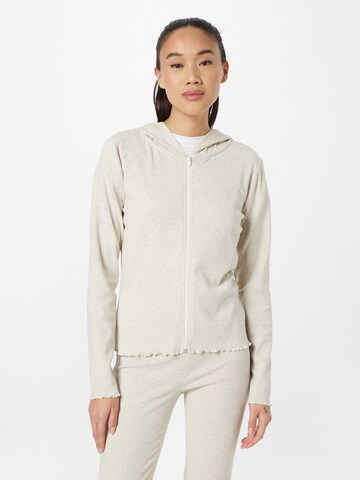 ONLY PLAY Athletic Zip-Up Hoodie 'KIARA' in Beige: front