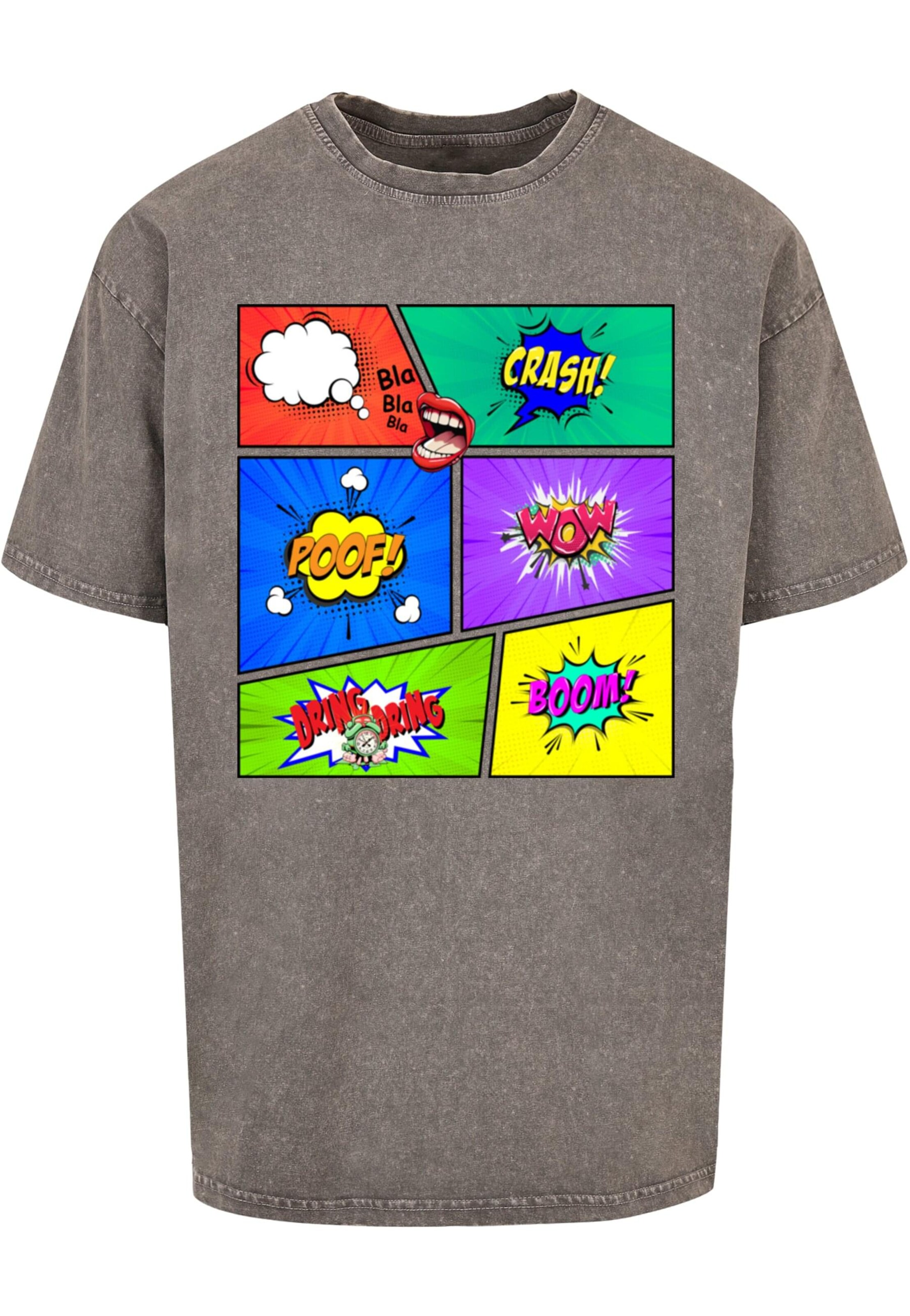 Merchcode T-Shirt 'Book Comic' in Grau: Vorderseite