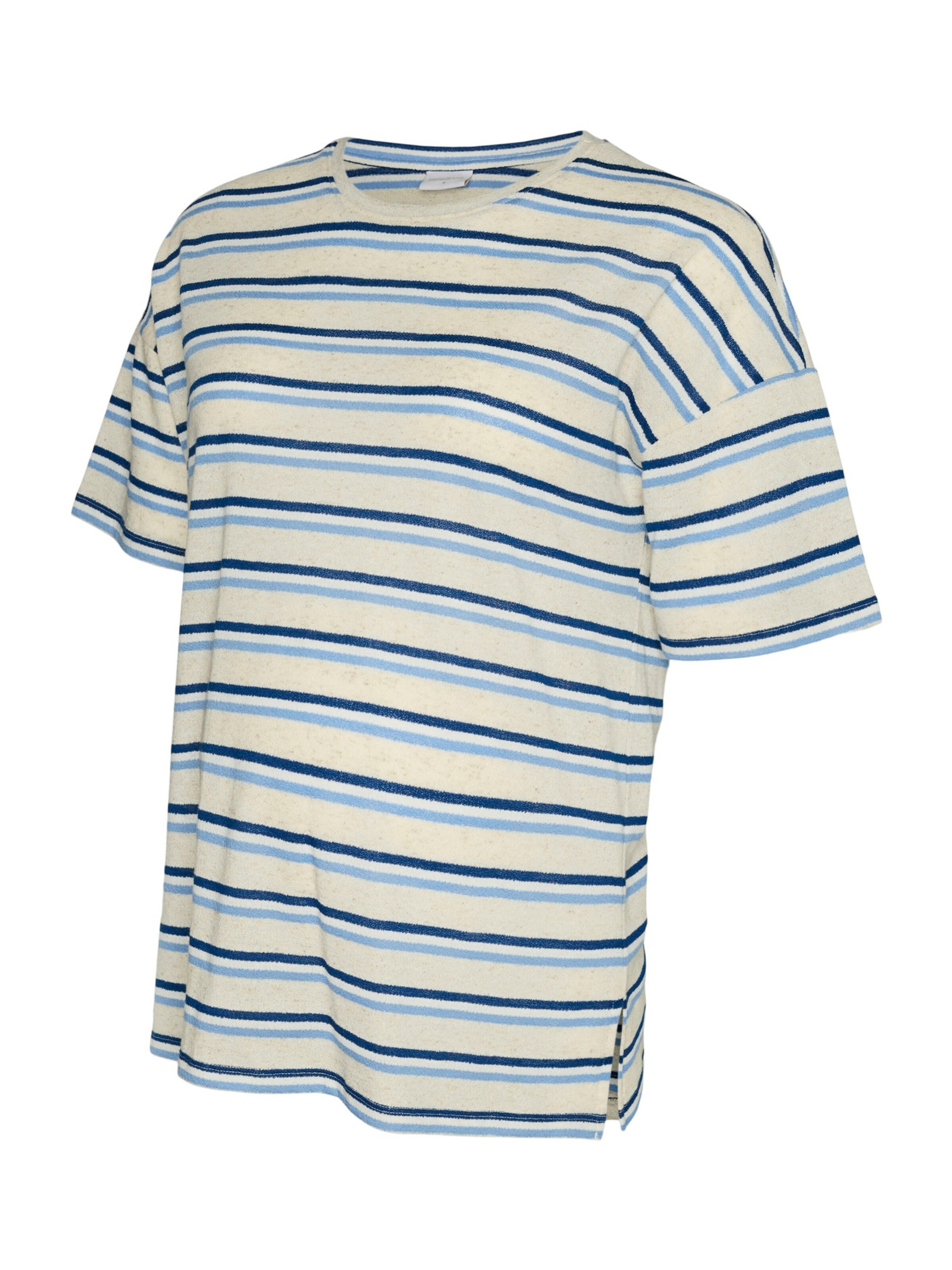 MAMALICIOUS T-shirt 'MLNARA VITA' en mastic / bleu marine / bleu clair / blanc, Vue avec produit