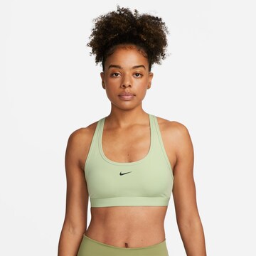 NIKE Bustier Sport-BH 'SWOOSH' in Grün: Vorderseite