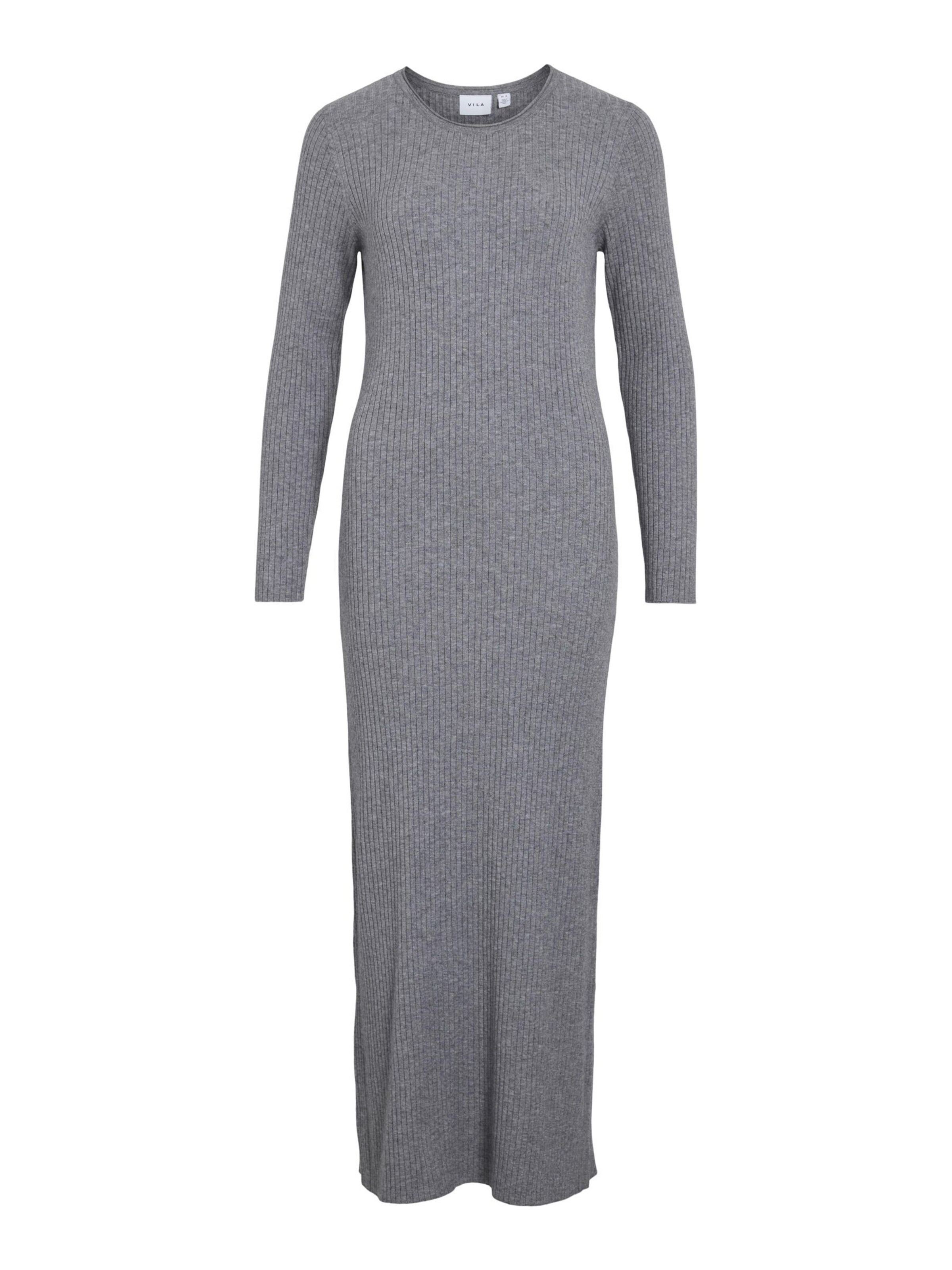 VILA Gebreide jurk in Grijs: voorkant