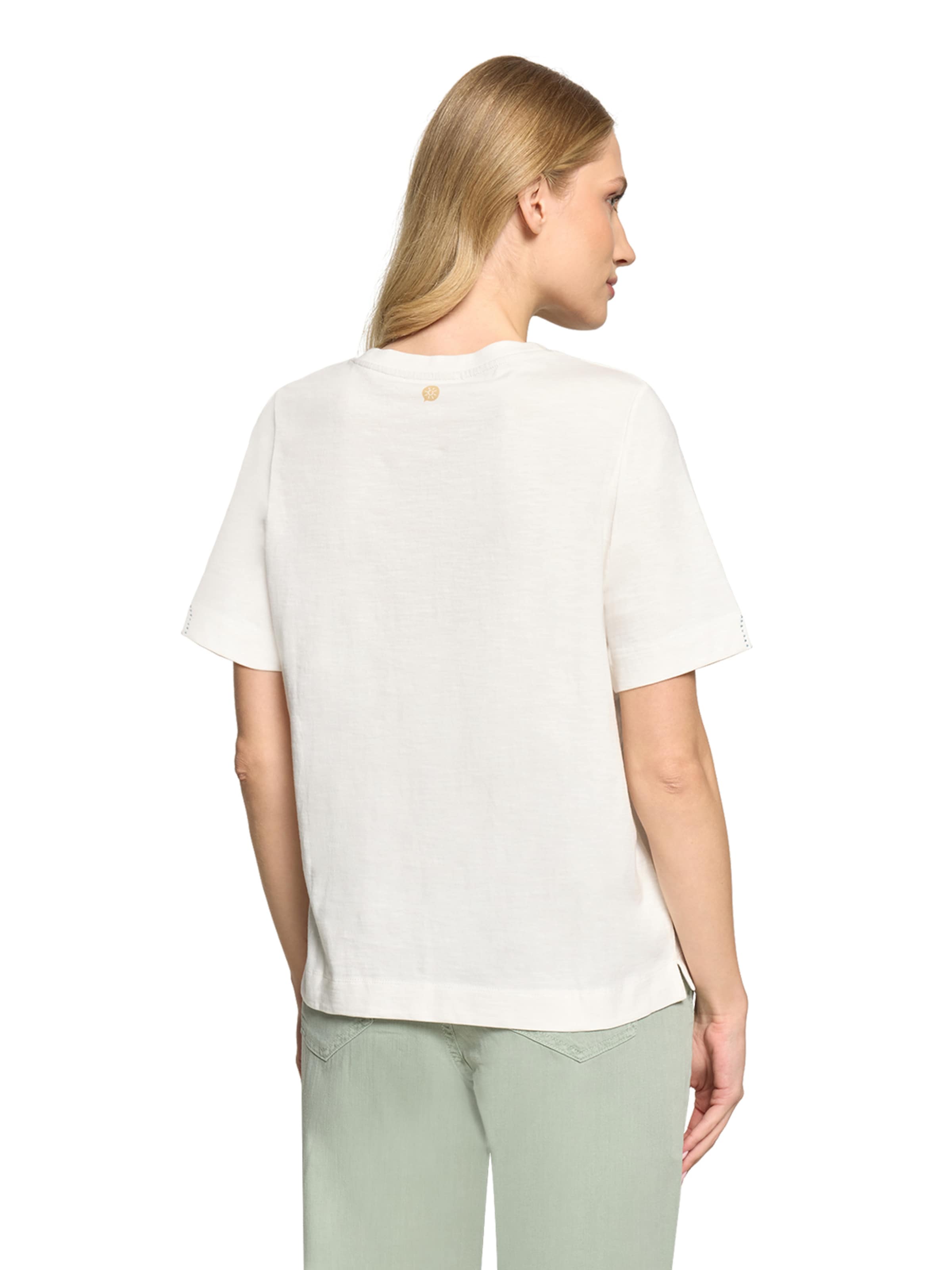 Cartoon Printshirt mit Rundhalsausschnitt in Weiß