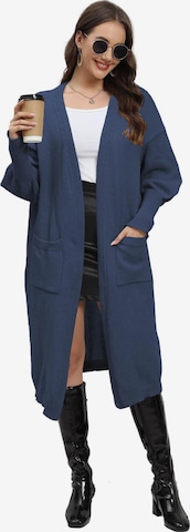 KoJooin Kardigan 'Damen Oversize Wollcardigan Taschen und Ballonärmeln Weicher,Langer Strickmantel in Einheitsgröße' w kolorze niebieski: przód