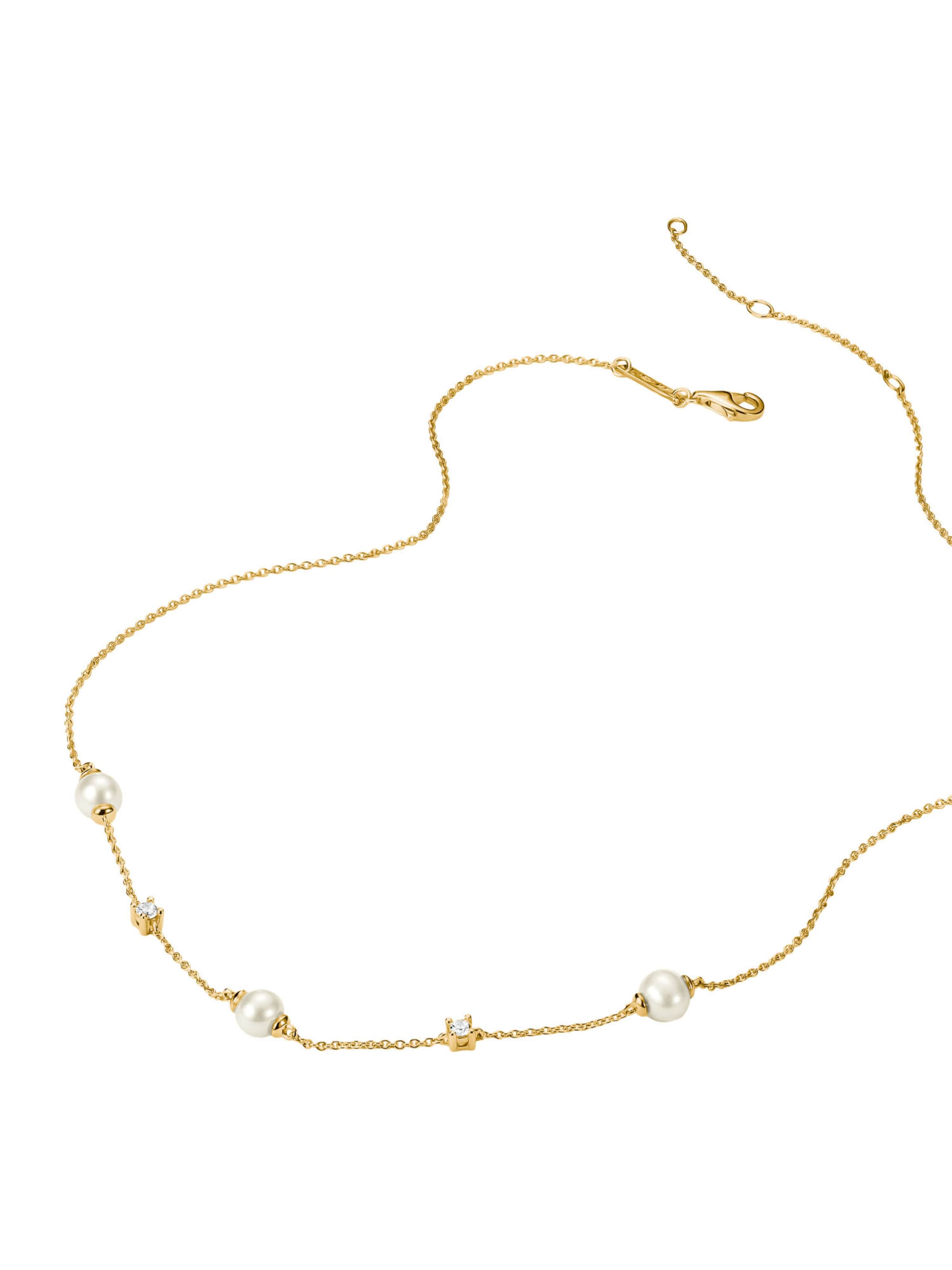 Thomas Sabo Kette mit Perlen und weißem Zirkonia in Gold