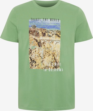 Oklahoma Jeans Shirt ' mit Travel-Print ' in Green: front