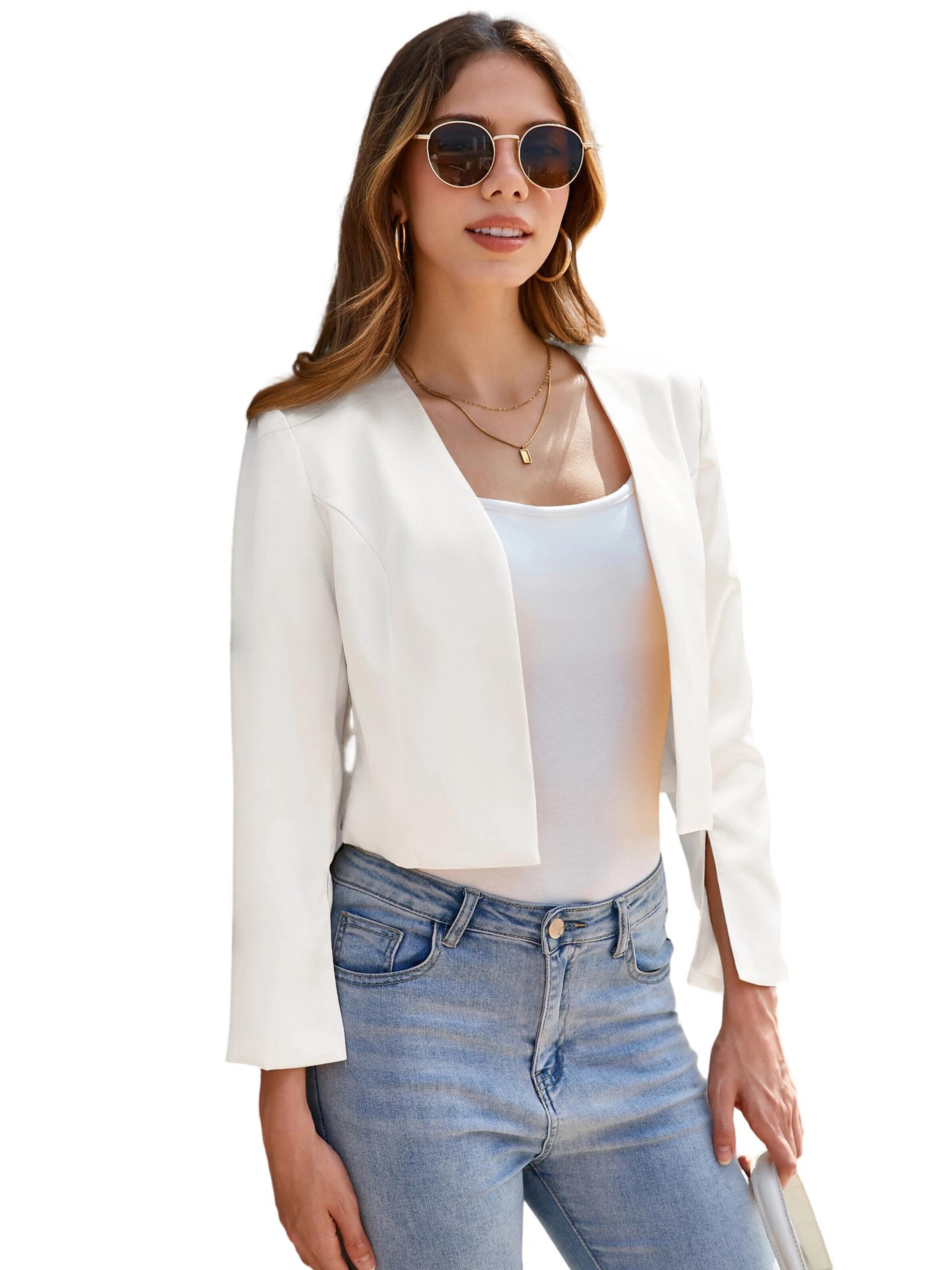 Yesfashion Marynarka w kolorze biały