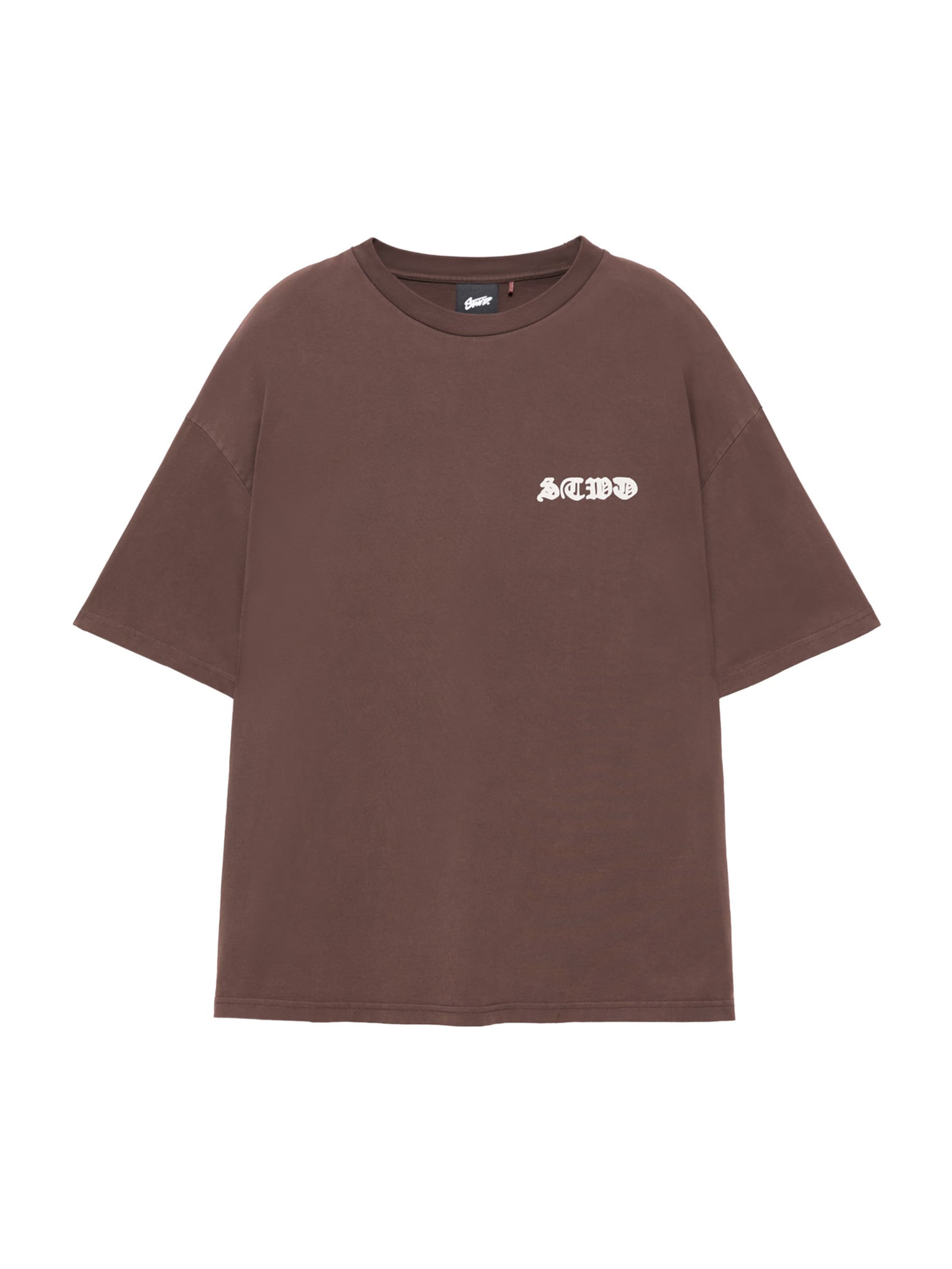 Pull&Bear Tričko 'STWD', veľkosť XS - krémová / hnedá, Produkt