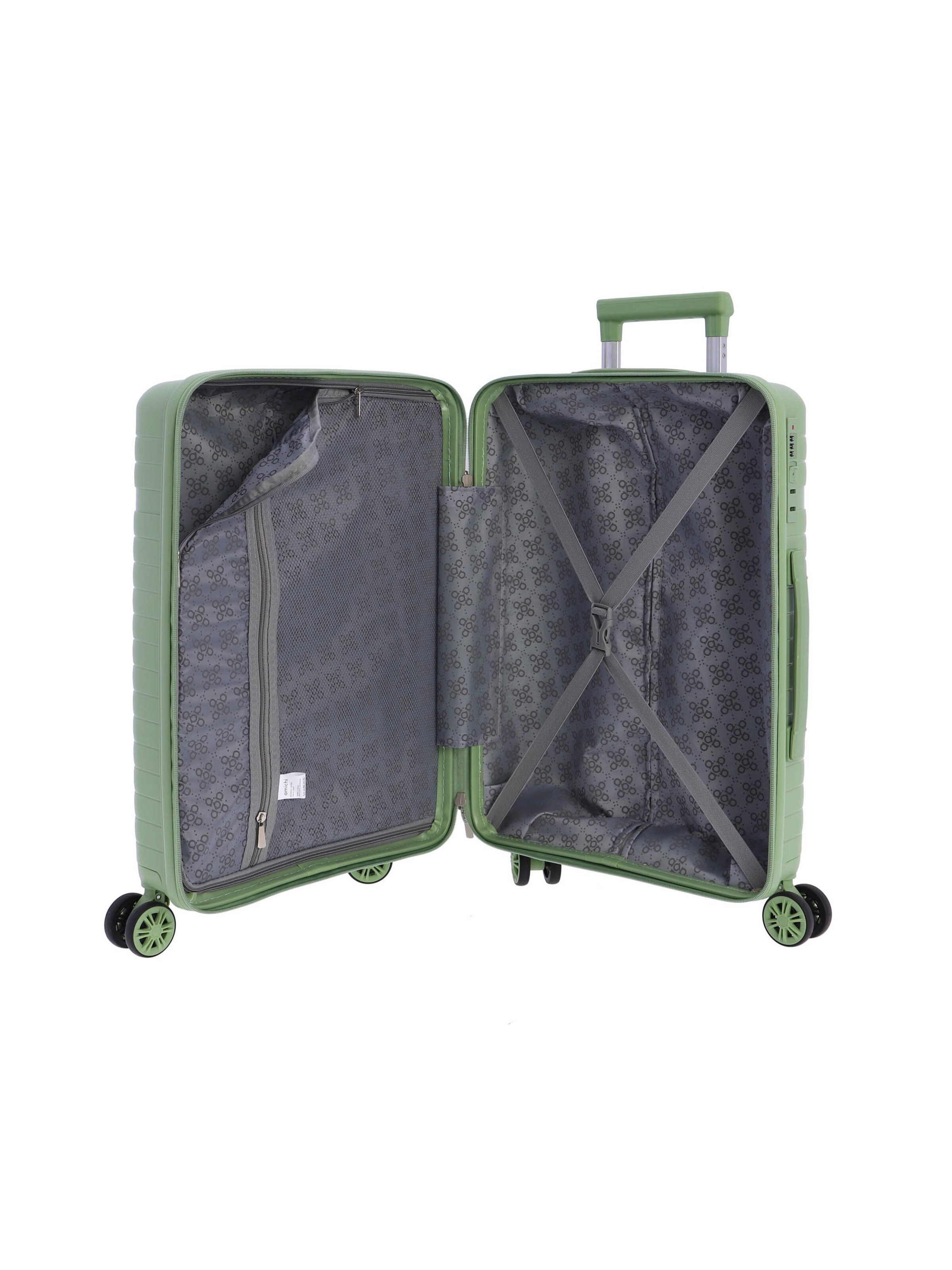 Amichi - Carrito 'AMICHI - Maleta Cabina 55x40x20- Maletas de Viaje - Maletas de Viaje Cabina Apta para Ryannair- Trolley Equipaje para Avion Resistente con 4 Ruedas de 360º y candado TSA' en verde