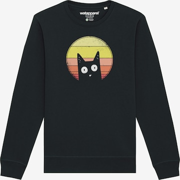 Watapparel Sweatshirt ' Sunset Cat ' in Schwarz: Vorderseite