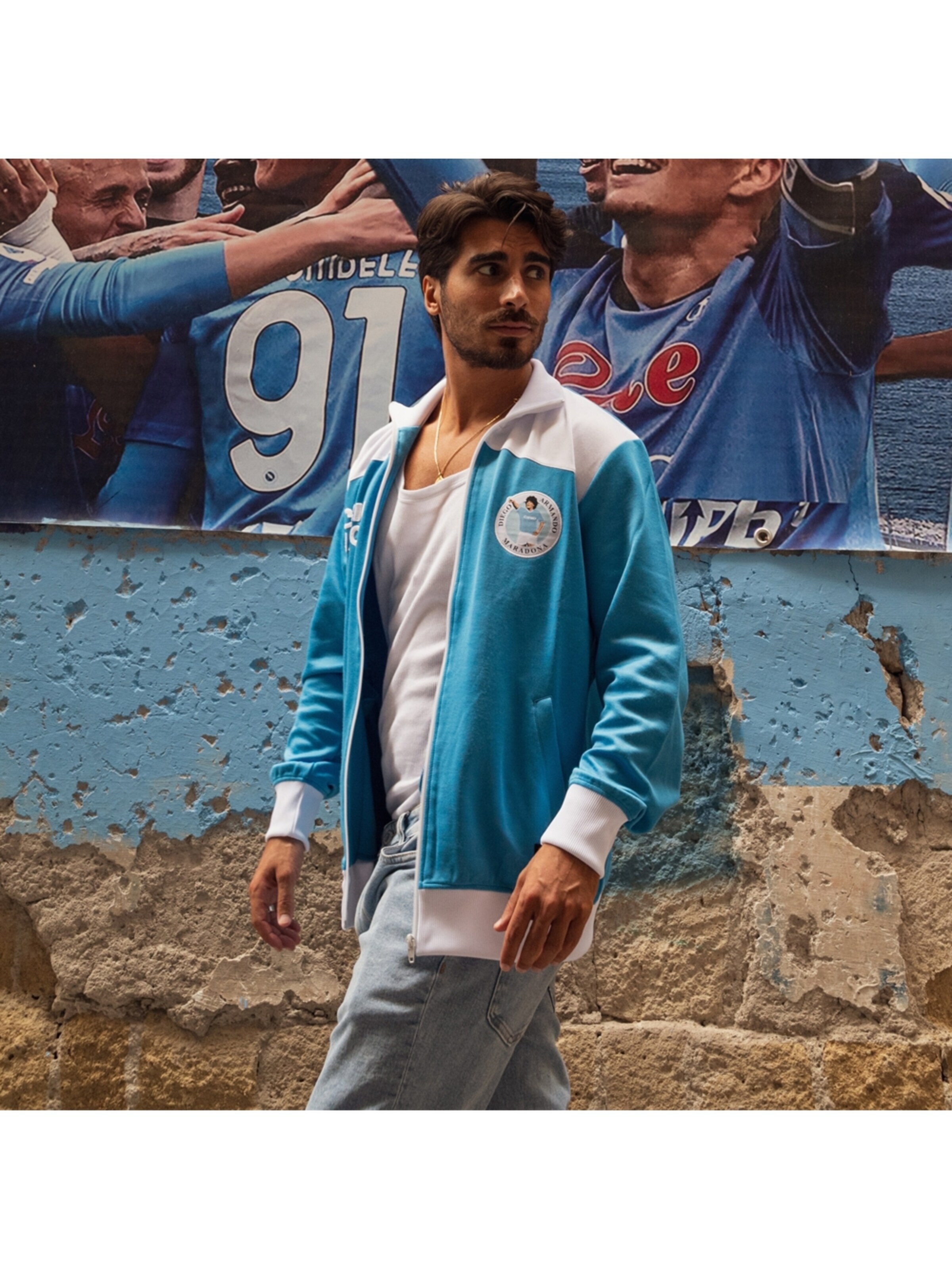 COPA FOOTBALL Sports jacket 'Maradona x COPA Napoli 1984 Retro Voetbaljack' in Blue