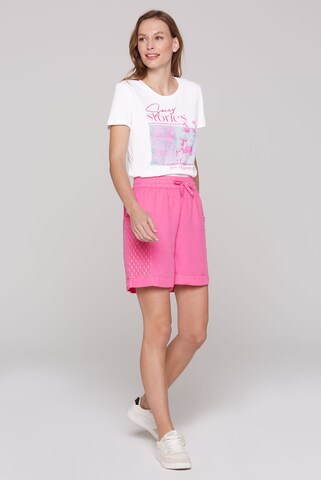 Soccx Regular Leinenshorts mit Ajour-Taschen in Pink