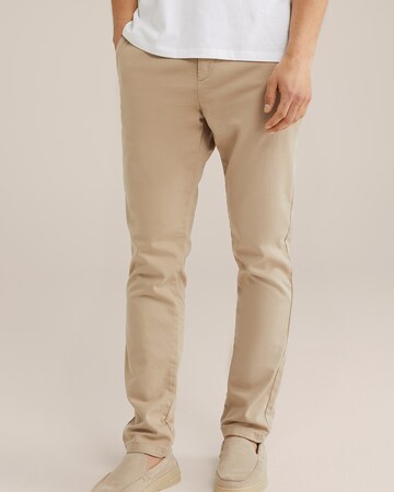 smėlio WE Fashion Prigludęs „Chino“ stiliaus kelnės: priekis