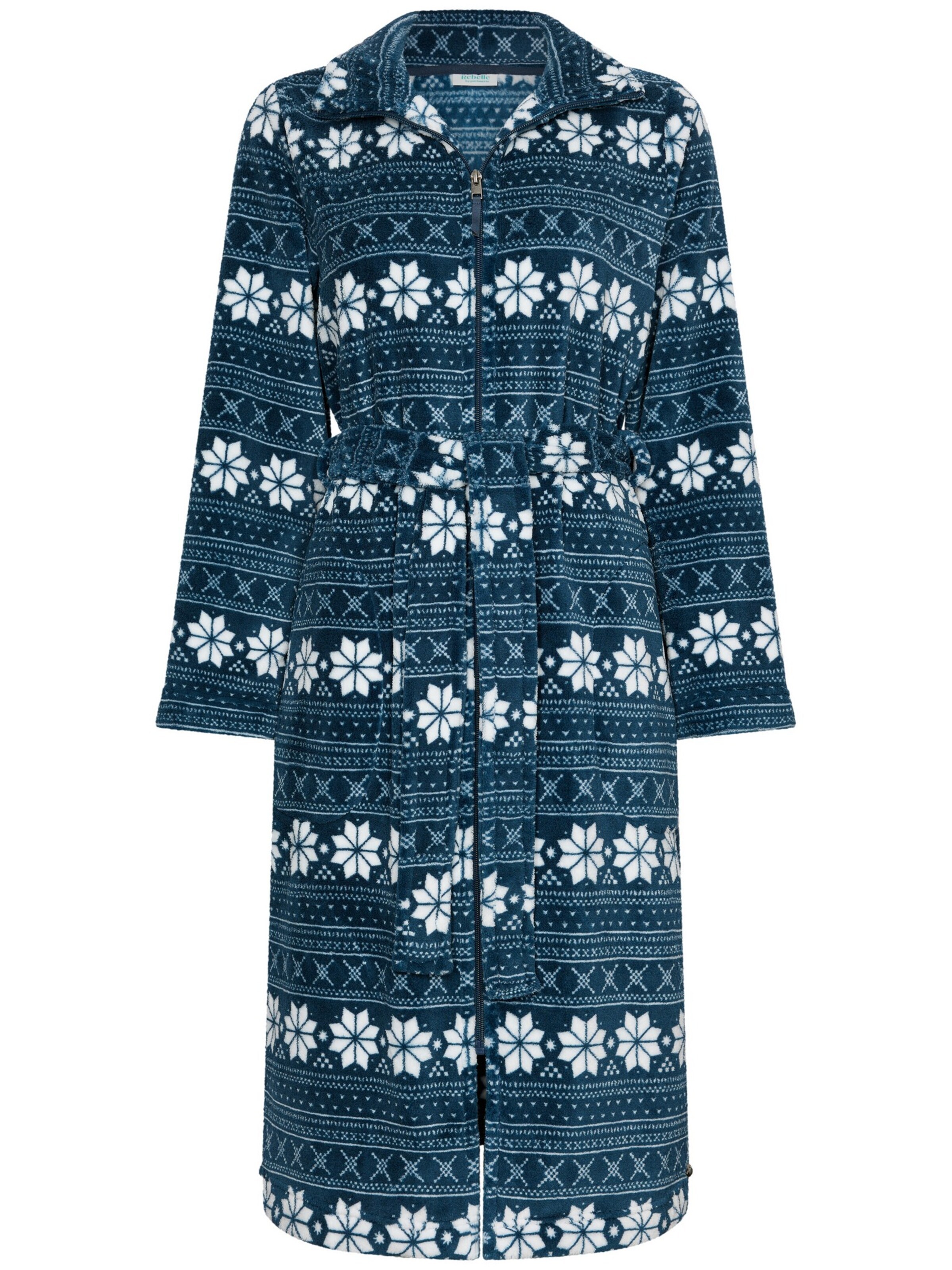 Rebelle Ochtendjas 'Snowy Sparkles' in Blauw: voorkant