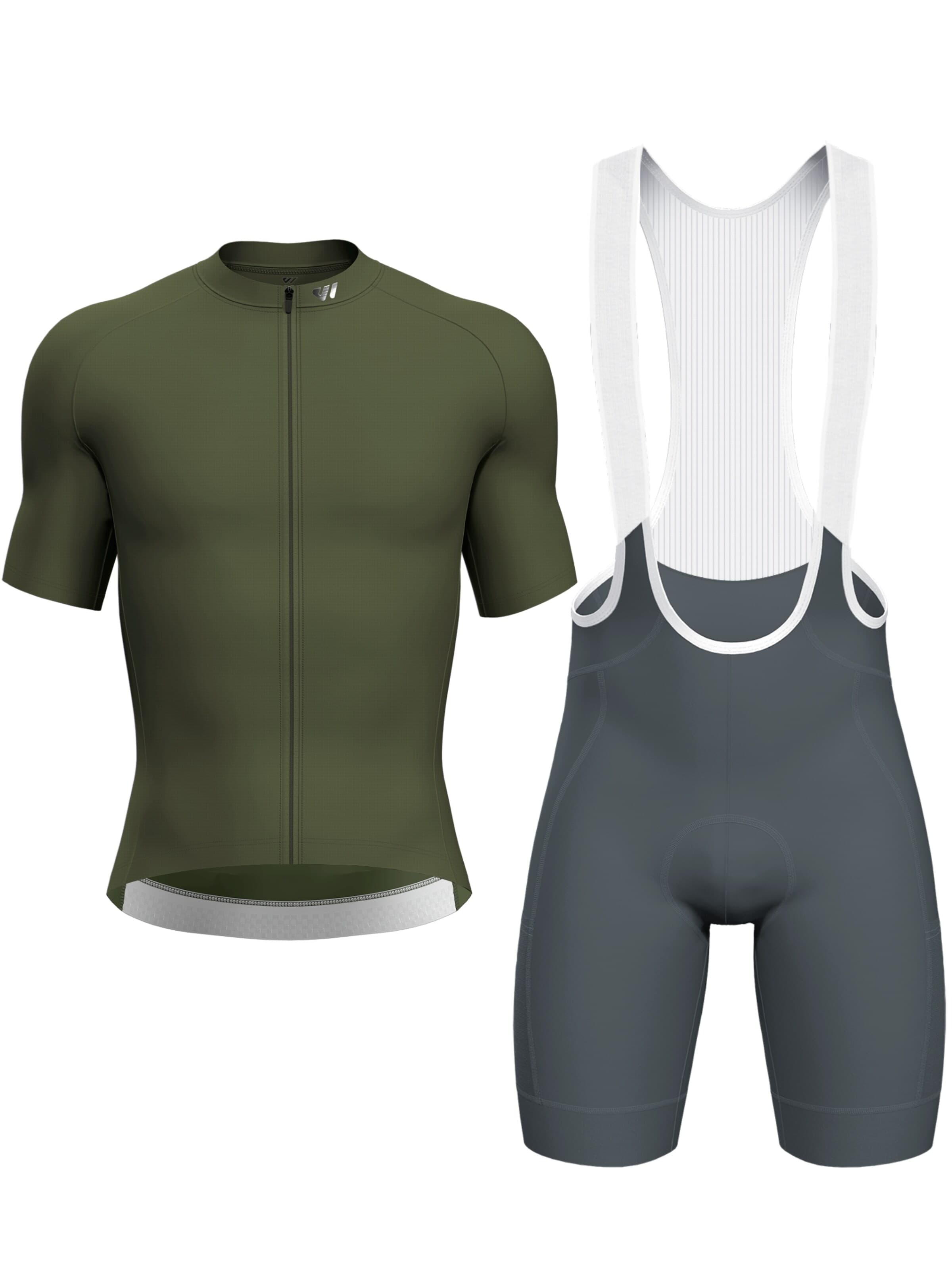 WULIBIKE Sweatsuit 'Wulibike Radsport-Set 'All-Road Cargo' Oliv/Grau' in Green: front