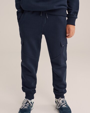 WE Fashion Tapered Broek in Blauw: voorkant