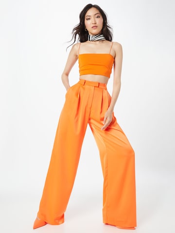 Nasty Gal Wide leg Pleat-front trousers in Orange