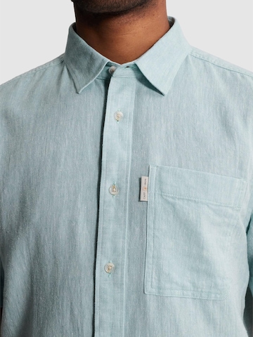 Coupe regular Chemise 'Shirt with short sleeves in cotton/linen twill' CAST IRON en bleu