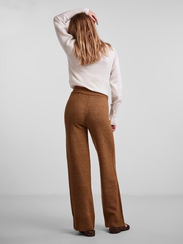 PIECES Wide leg Pants 'Celic' in Brown