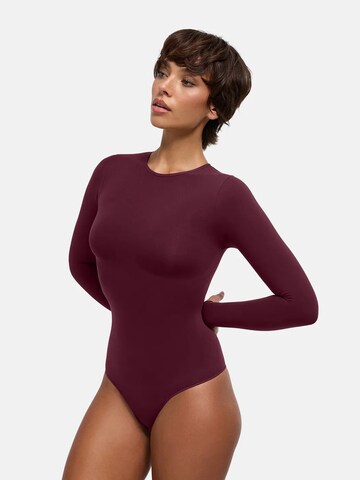 cfab - Body moldeador 'Clean Longsleeve Crewneck Sculpting Bodysuit with String' en rojo