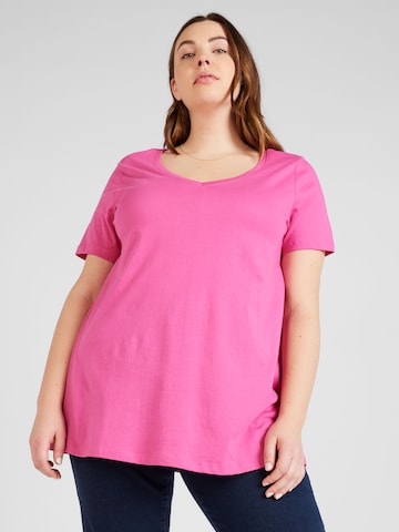 ONLY Carmakoma Тениска 'Bonnie Life' в розово: отпред