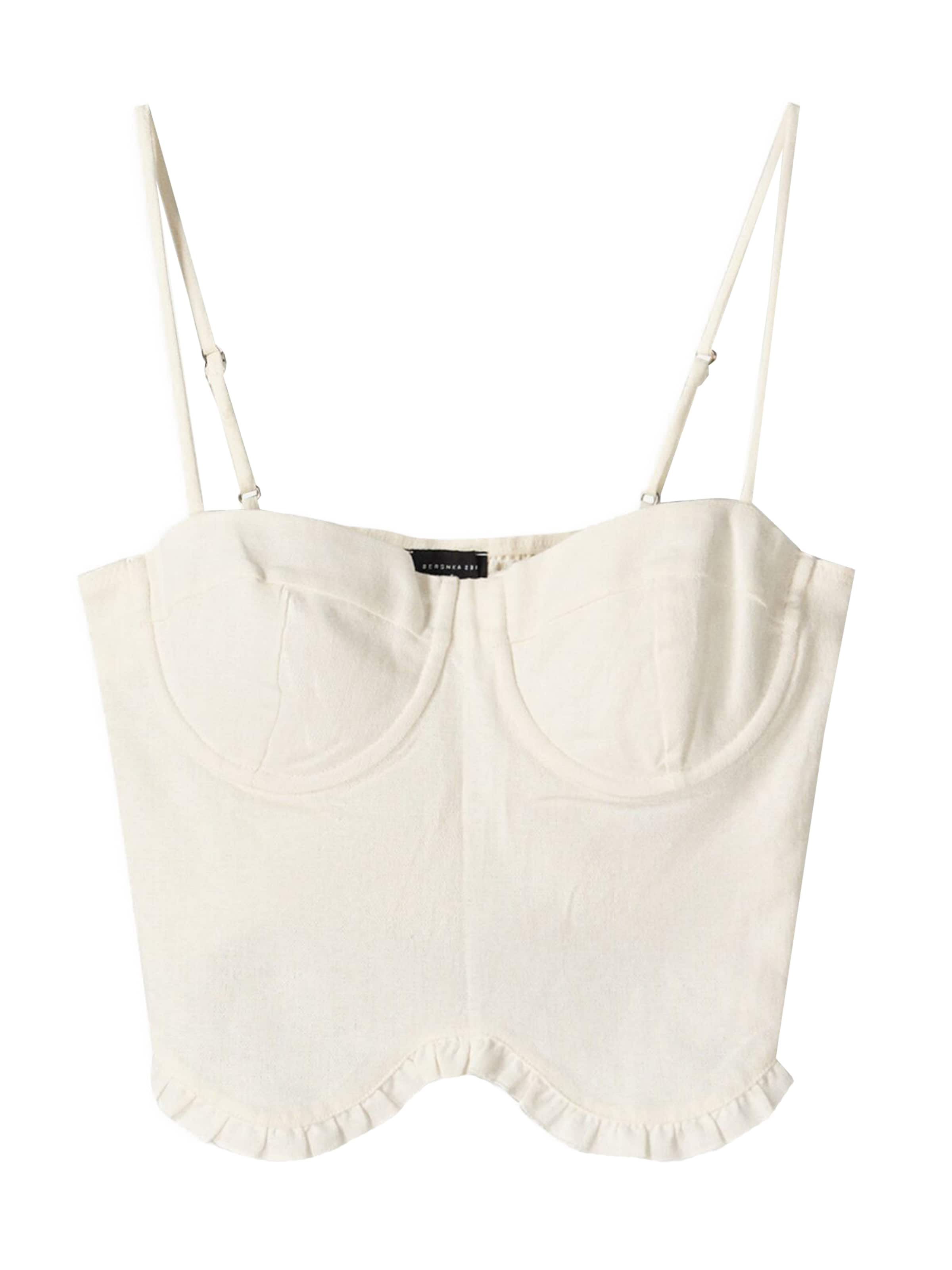 Top de la Bershka pe alb: față