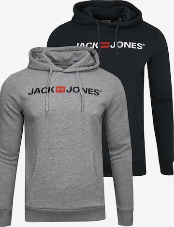 JACK & JONES Sweatshirt 'JACK & JONES Male Hoodie 2er-Pack Logo Print' in Grey: front