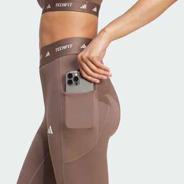 ADIDAS PERFORMANCE Skinny Sports trousers 'Stash' in Brown