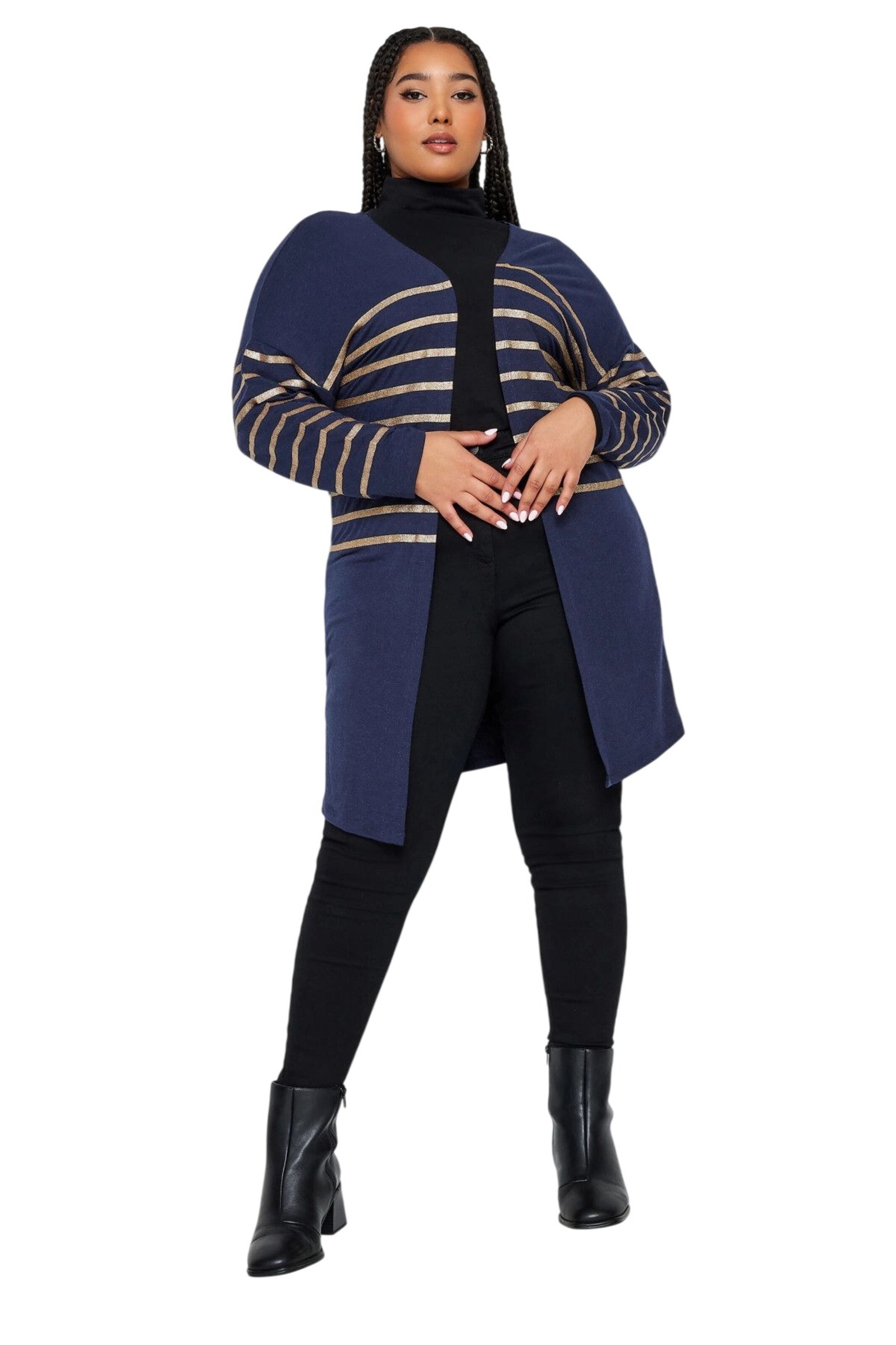Stil Diva Knitted Coat in Blue: front