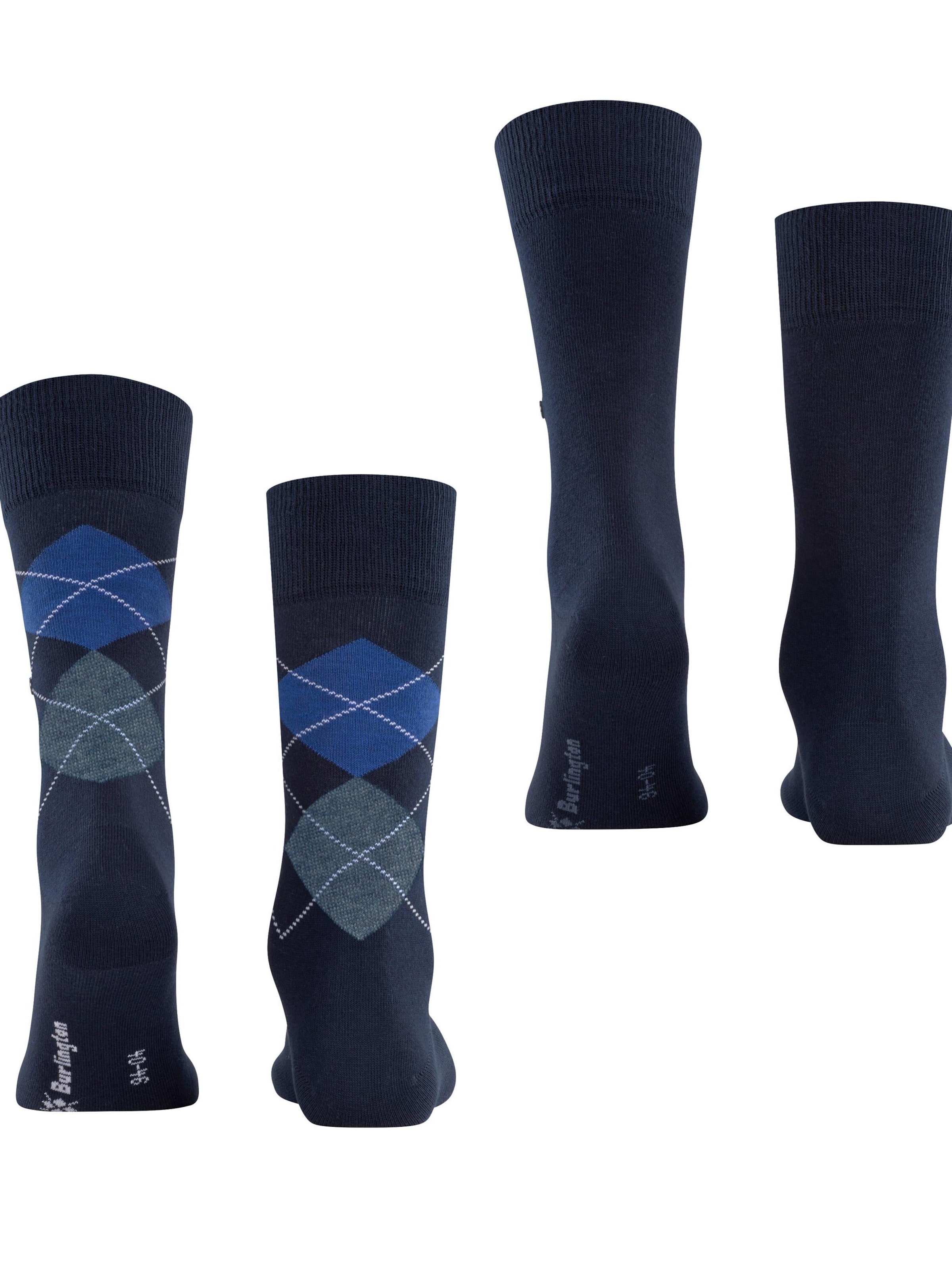 BURLINGTON Socks 'Everyday Argyle Mix 2-Pack' in Blue