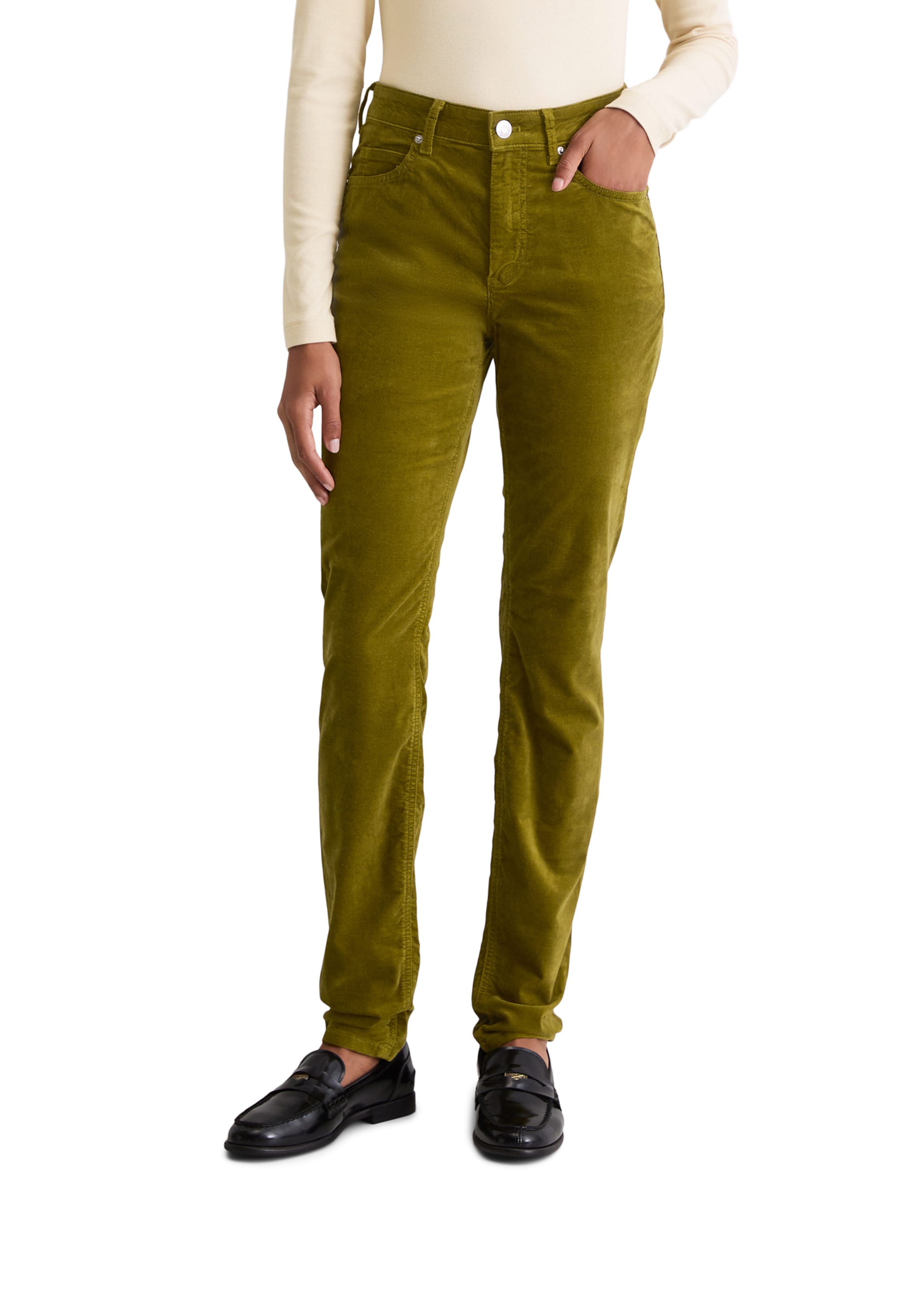 Marc O'Polo Slim fit Trousers 'Alkea' in Green: front