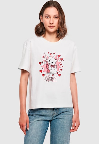 Miss Tee T-Shirt 'Psycho Kitty' in Weiß: Vorderseite