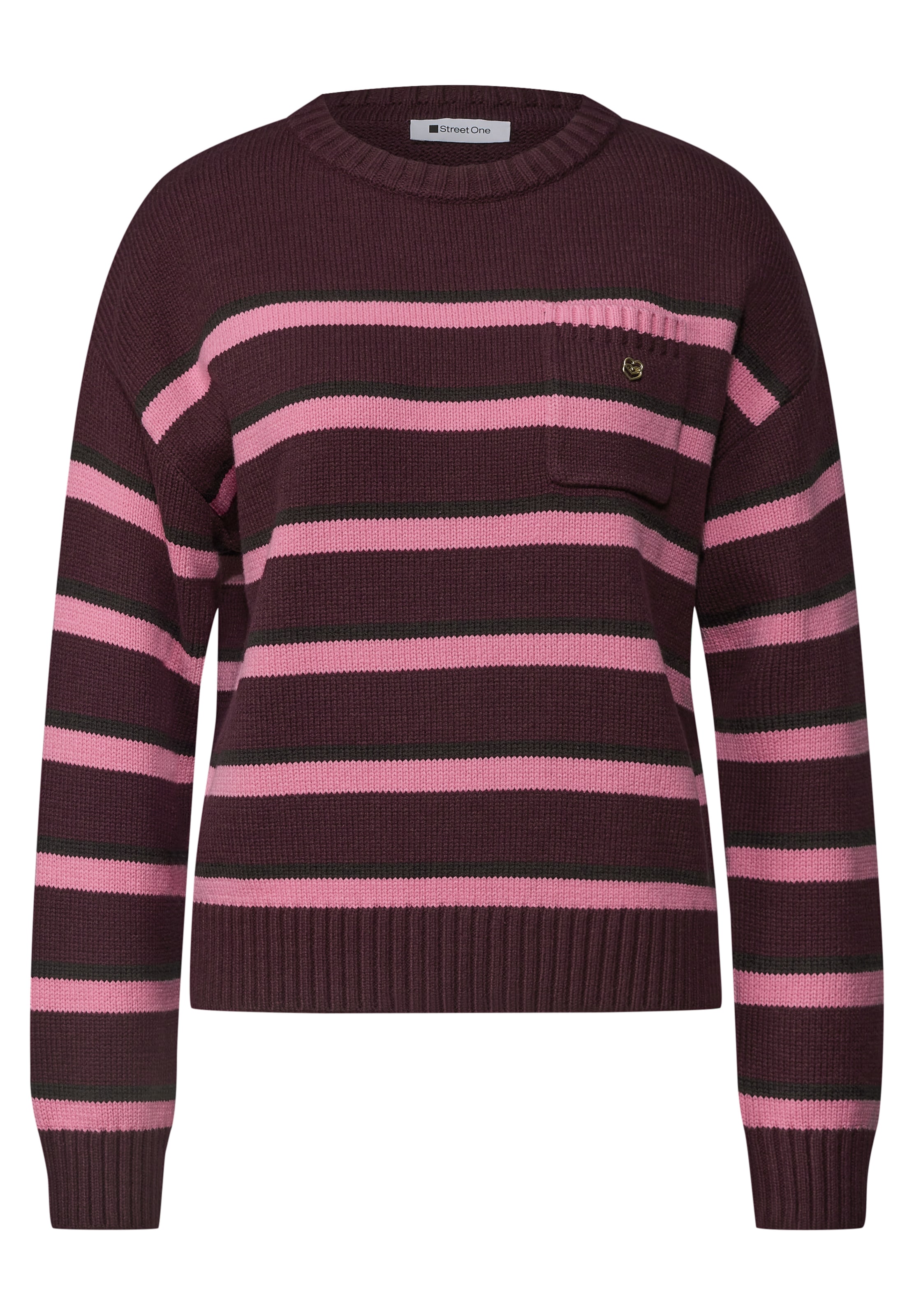STREET ONE Pullover mit Rundhals und Brusttasche in Rot: Vorderseite