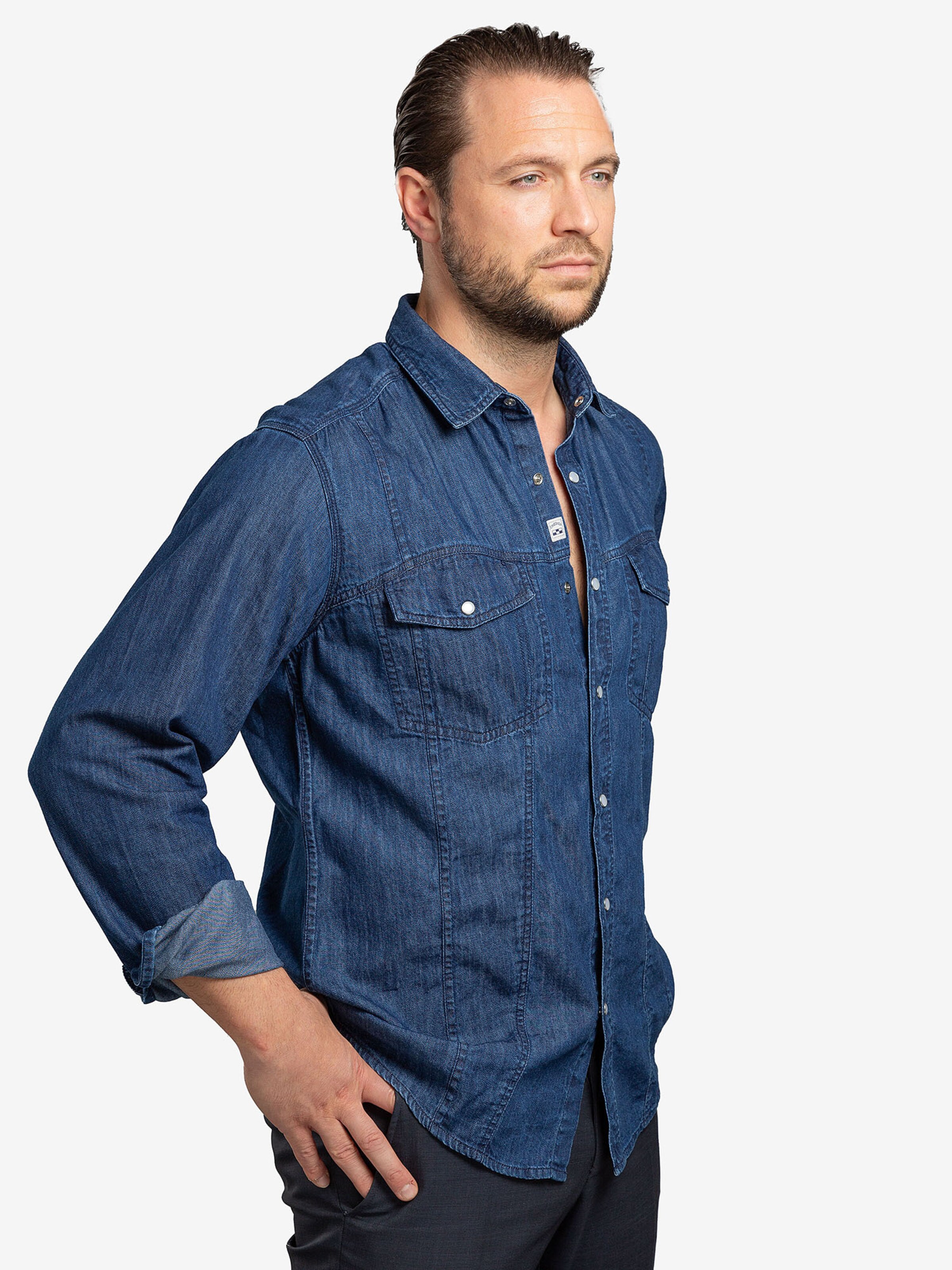 Checker - Ajuste regular Camisa ' Dynasty Denim ' en azul