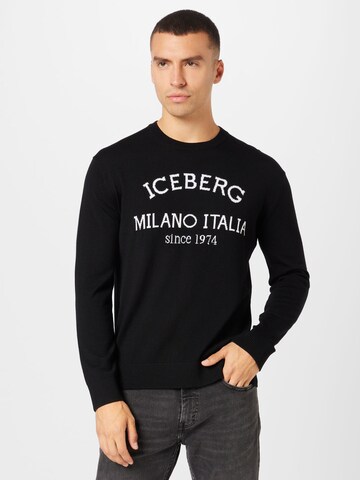 ICEBERG Sweatshirt in Zwart: voorkant