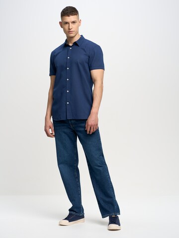 BIG STAR Regular fit Button Up Shirt 'Linanos' in Blue