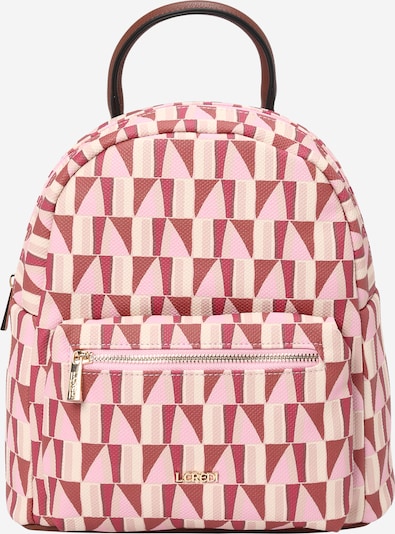 L.CREDI Backpack 'Madeline' in Beige / Brown / Pink / Raspberry, Item view