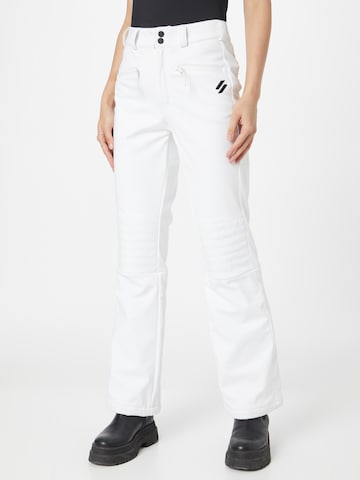 Superdry Flared Workout Pants 'Slalom' in White: front