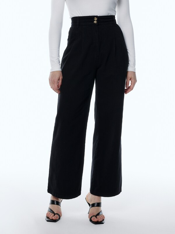 EDITED Wide leg Pleated Jeans 'Ellis' in Black